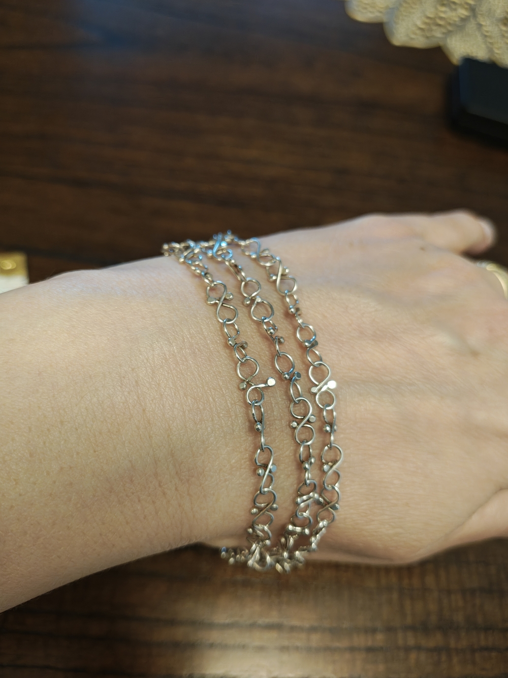 Delicate Silver Heart-Link Bracelet - Women's Jewelry